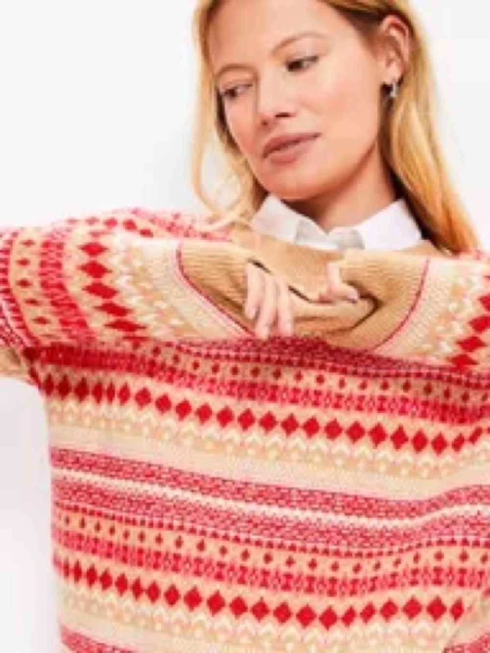 LOFT Fair Isle Holiday Sweater Medium